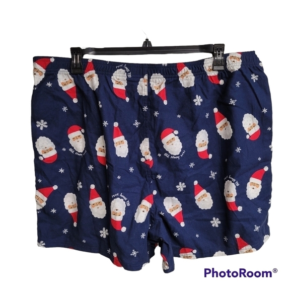 Old Navy Blue Santa Clause Printed Christmas Holiday Boxer Sleeping Shorts XXL - Picture 2 of 7
